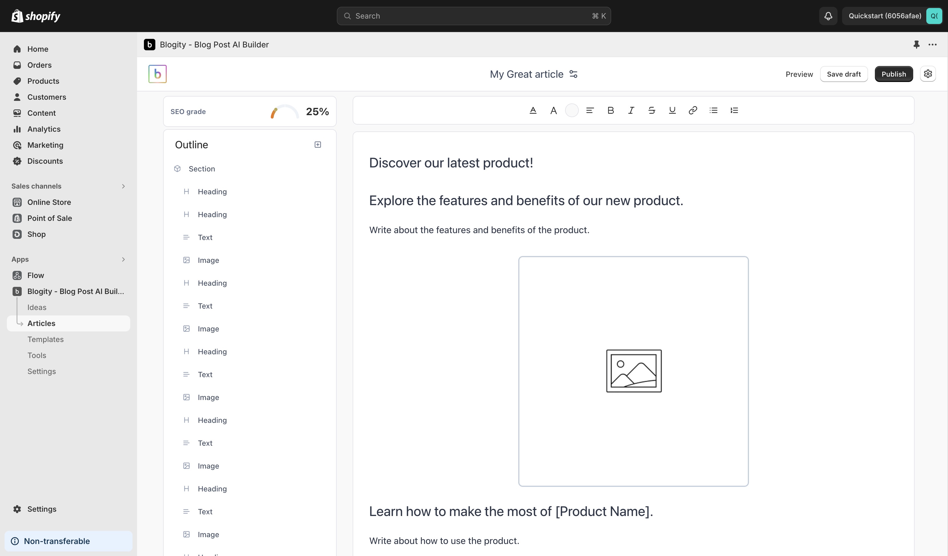 Overview of the Blogity editor